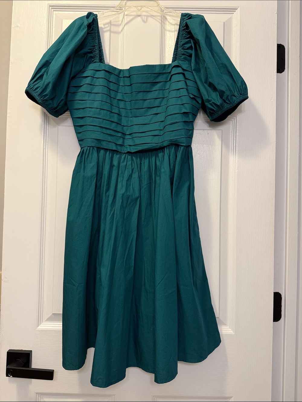 Quince FOREST GREEN Puff-Sleeve Mini Dress - Picture 2 of 7